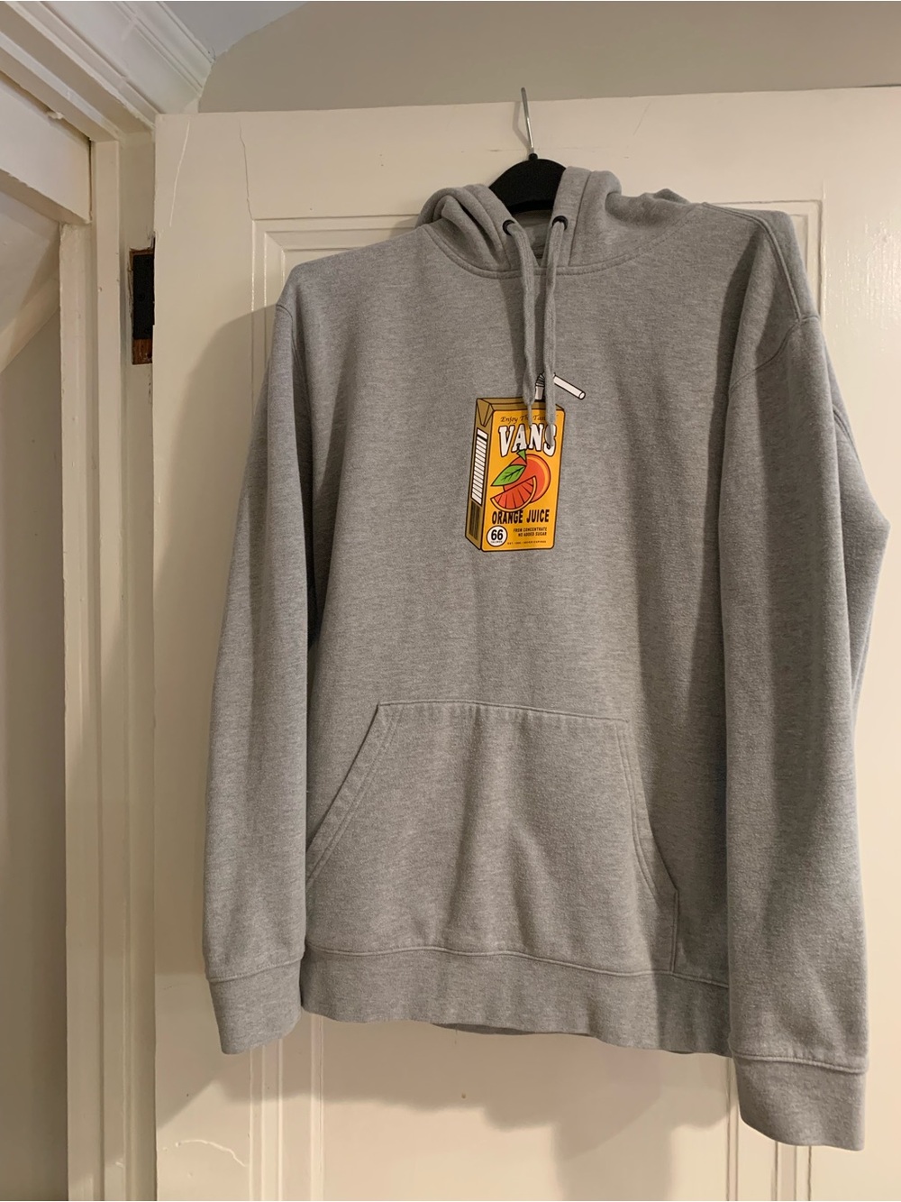 Vans Gray Pullover Hoodie with Orange Juice Box Graphic